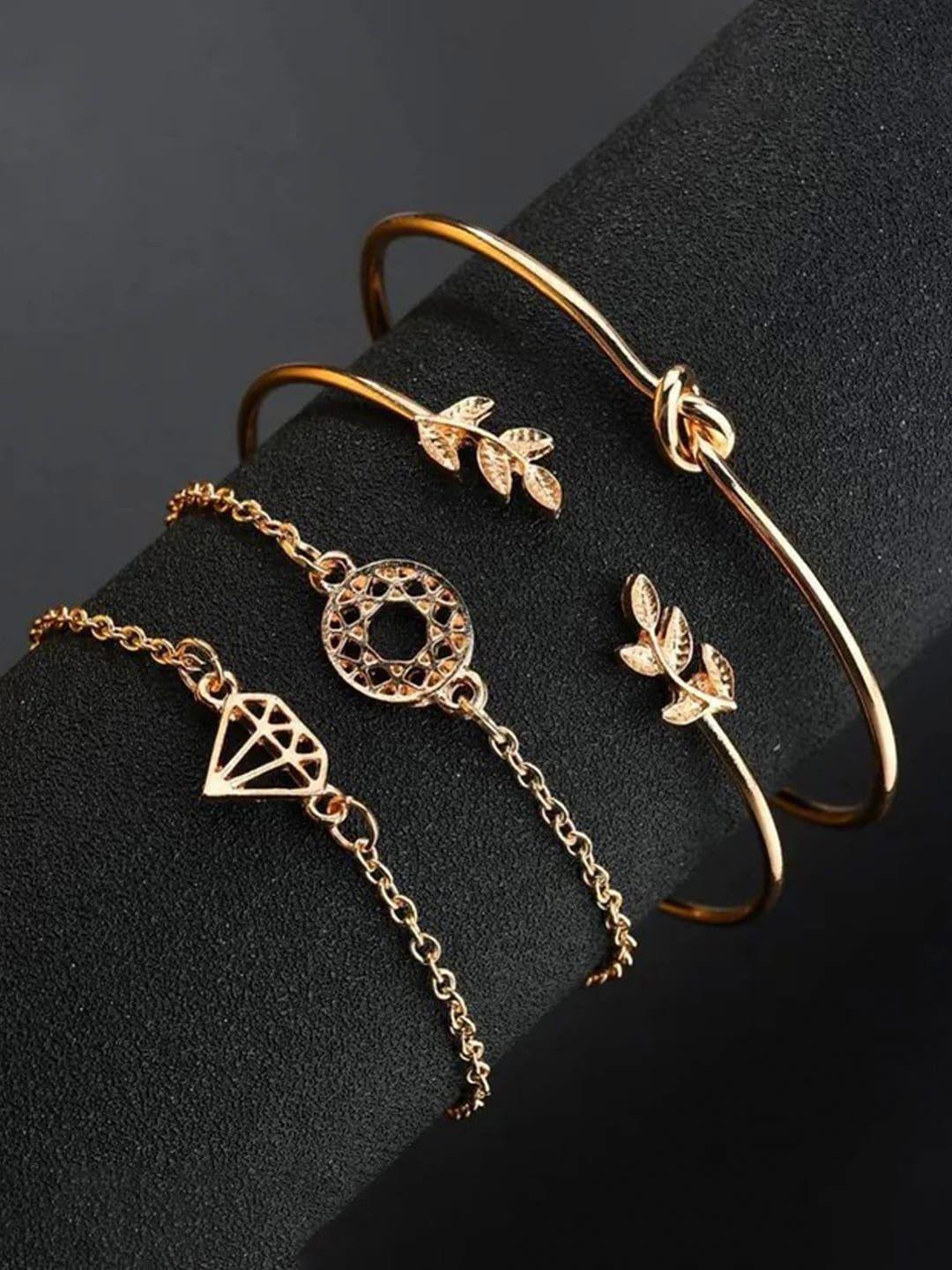 jewels galaxy set of 4 gold-plated cuff bracelets