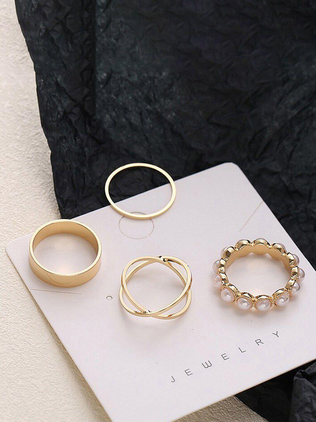 jewels galaxy set of 4 gold-plated finger ring