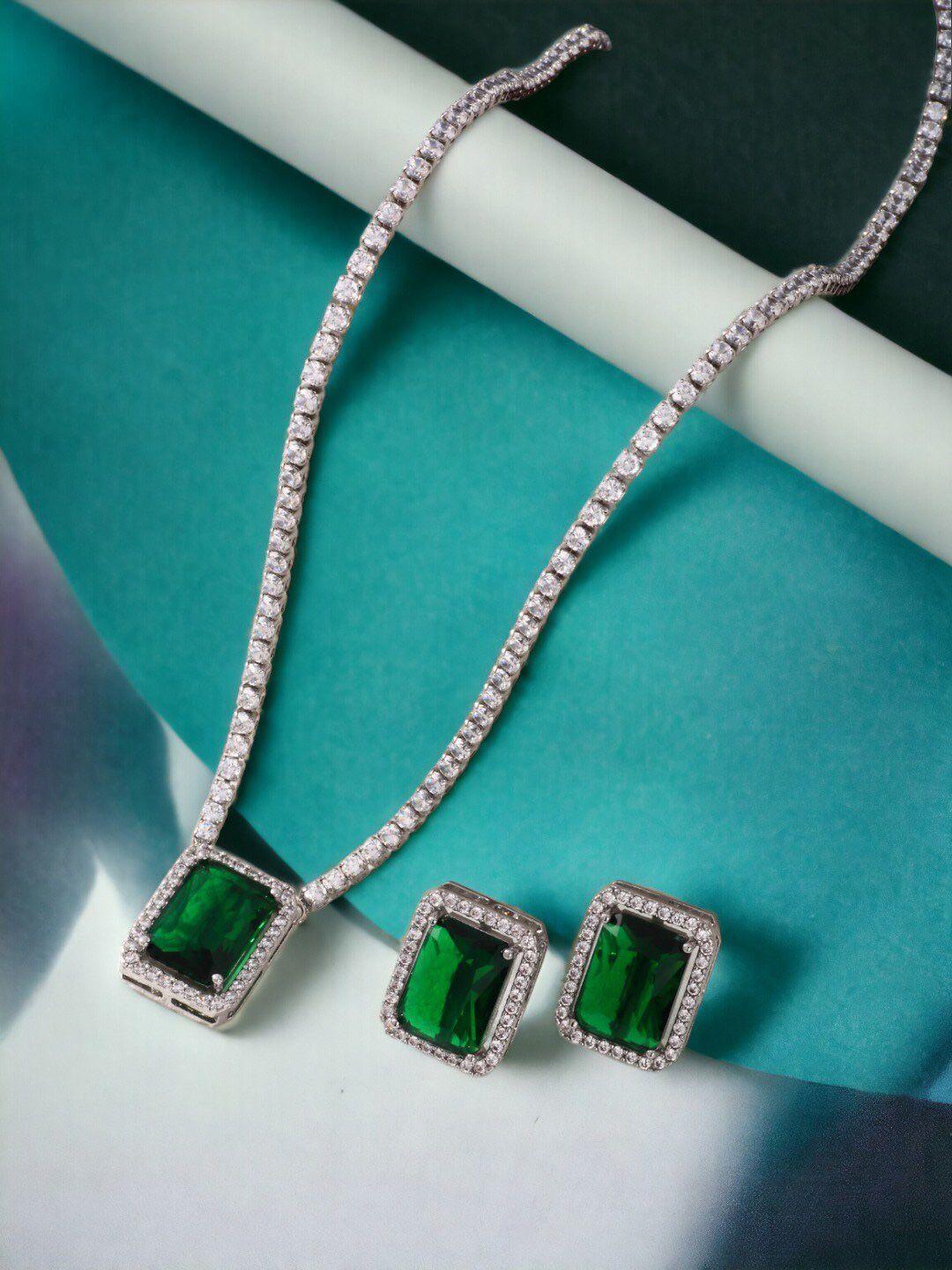 jewels galaxy silver-plated ad-studded jewellery set
