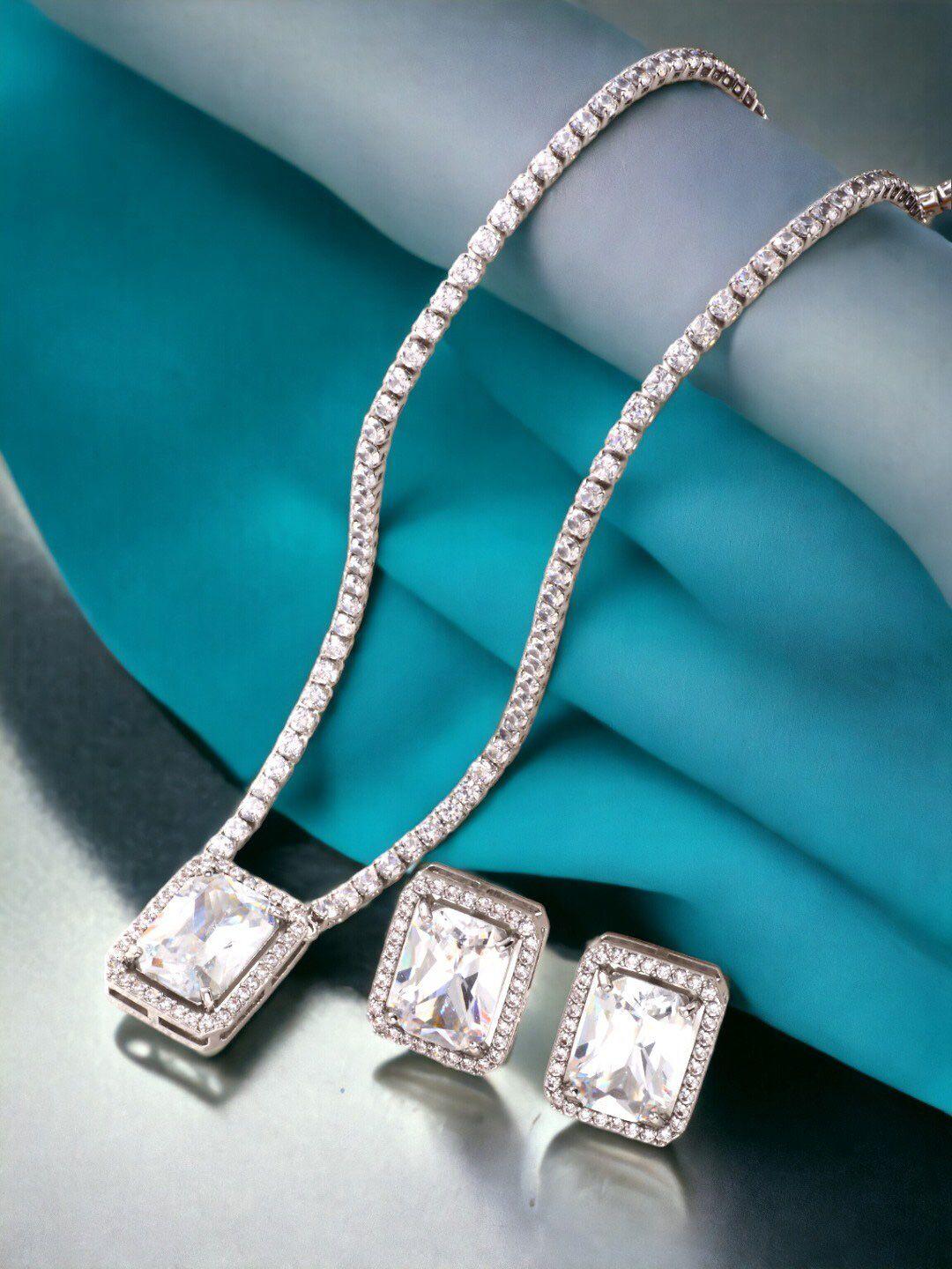 jewels galaxy silver-plated ad-studded jewellery set
