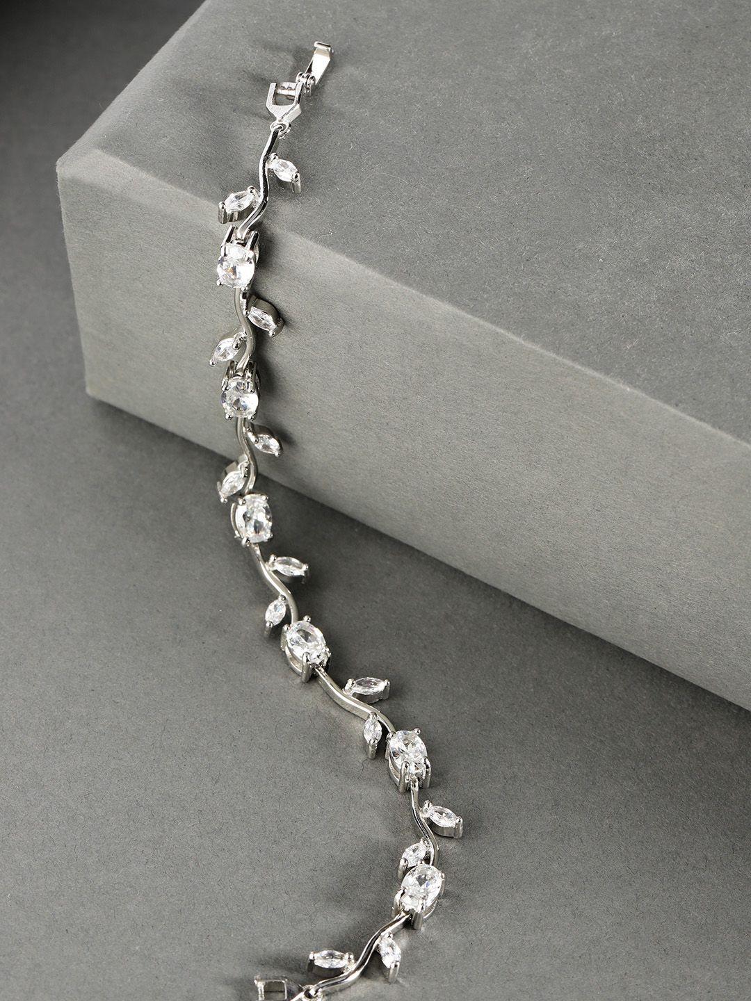 jewels galaxy silver-plated cz studded bracelet