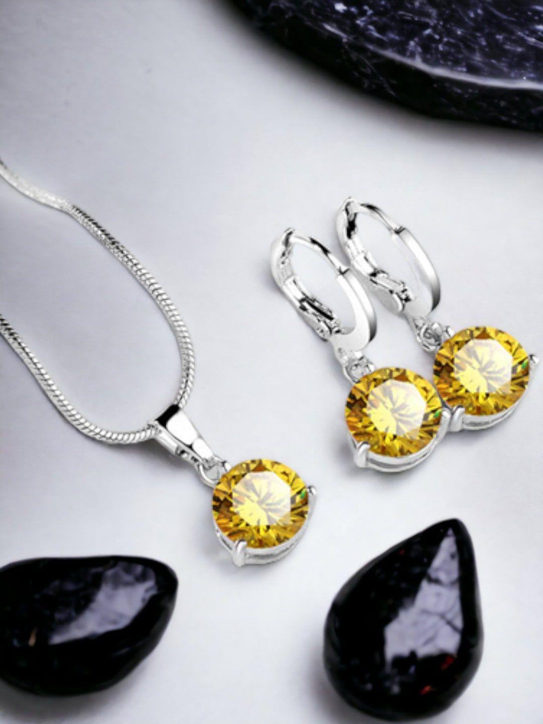 jewels galaxy silver-plated cz-studded jewellery set