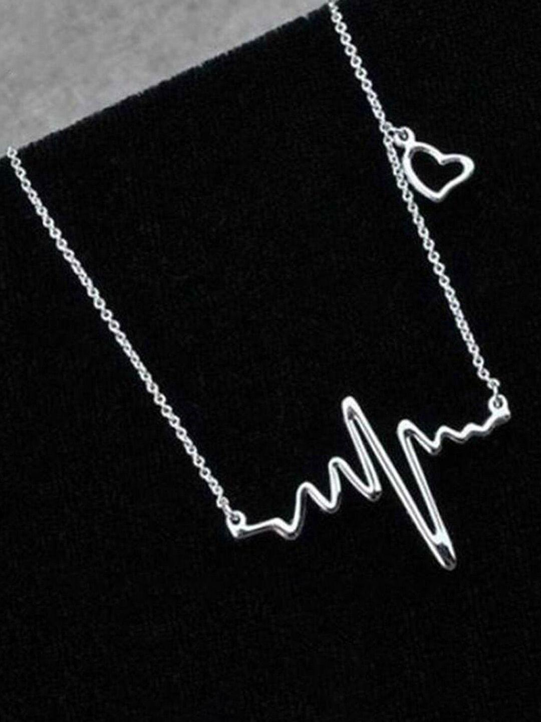 jewels galaxy silver-plated heartbeat necklace