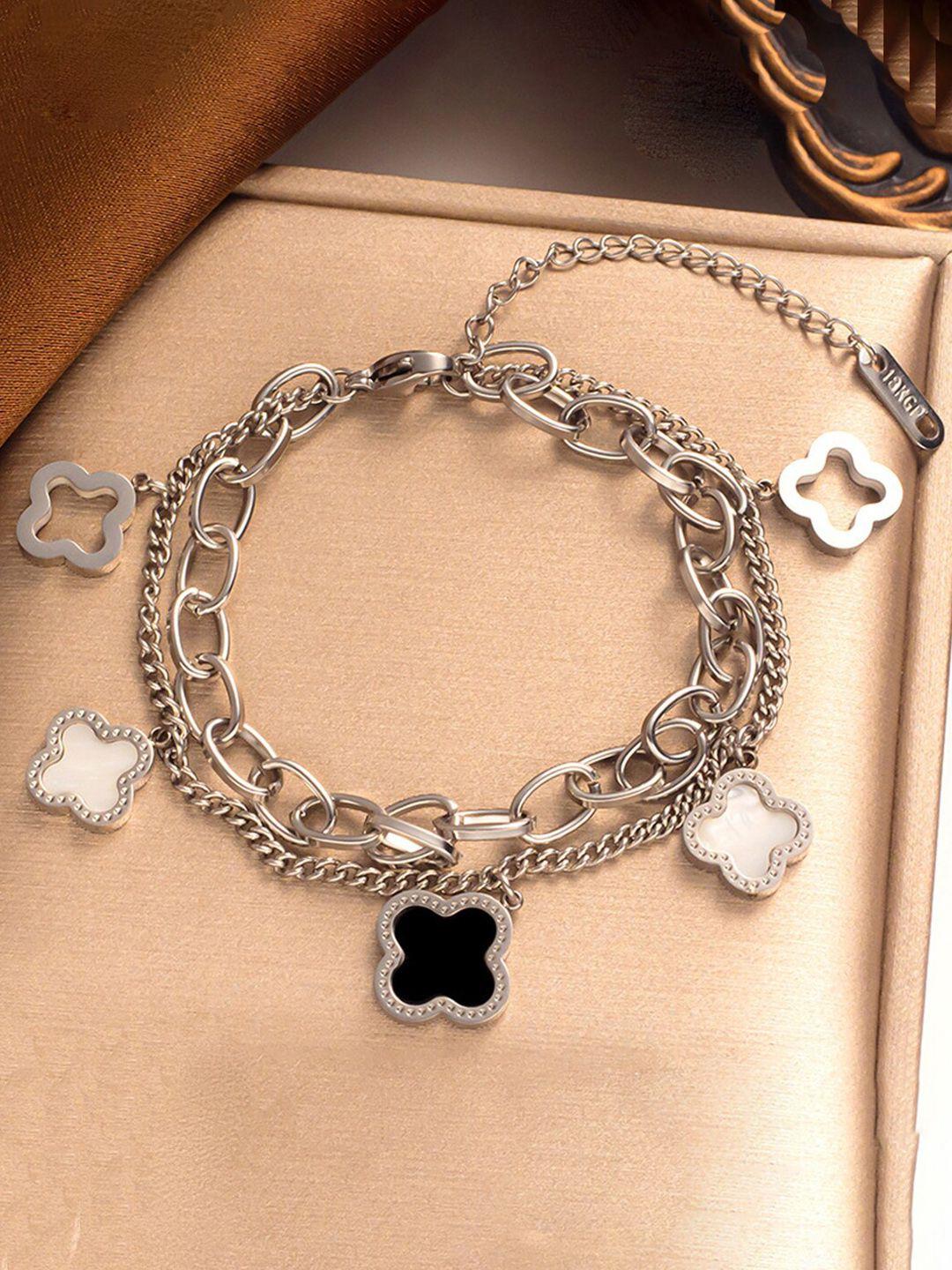 jewels galaxy silver-plated stainless steel charm bracelet