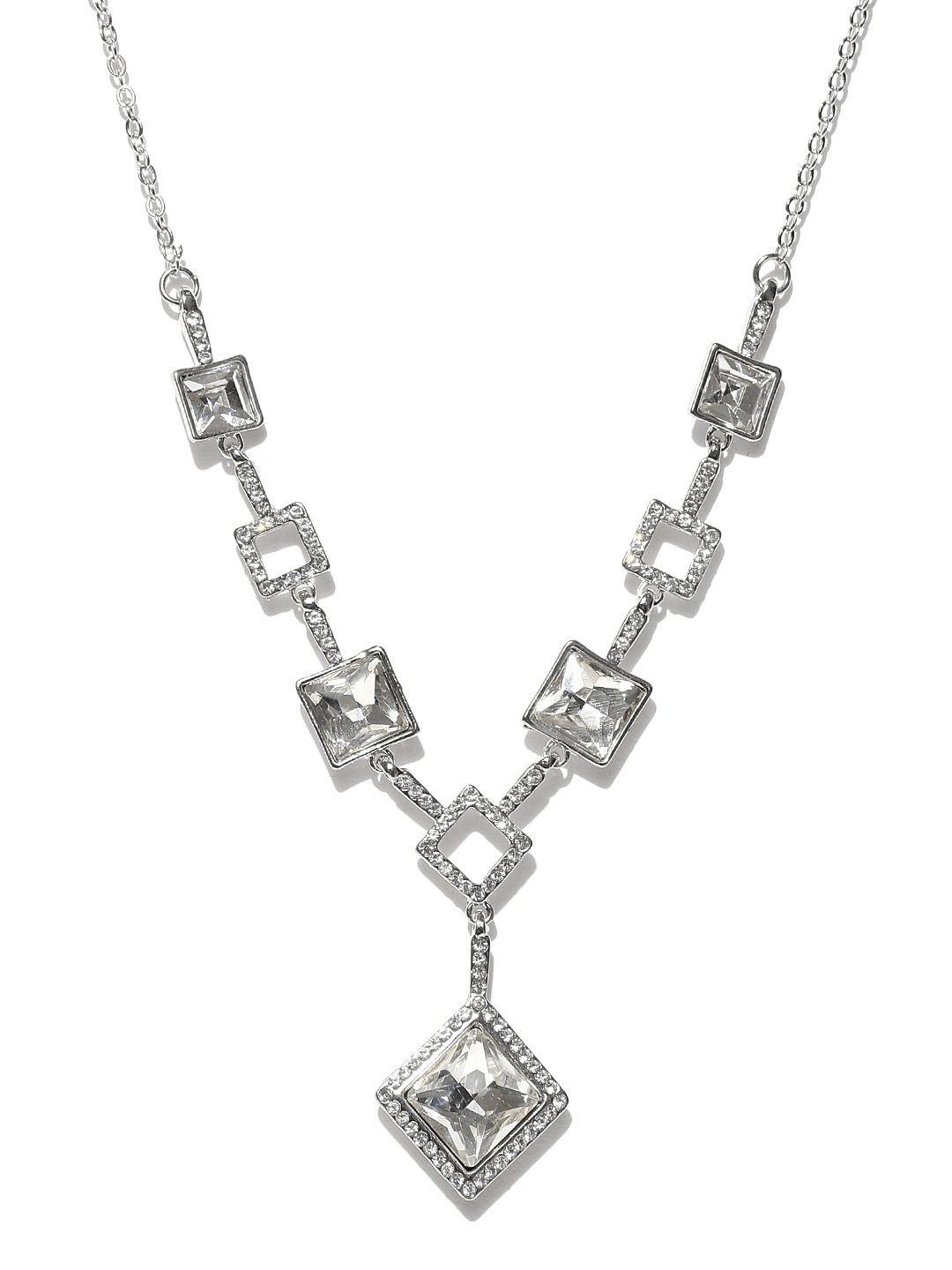 jewels galaxy silver-toned rhodium-plated handcrafted necklace