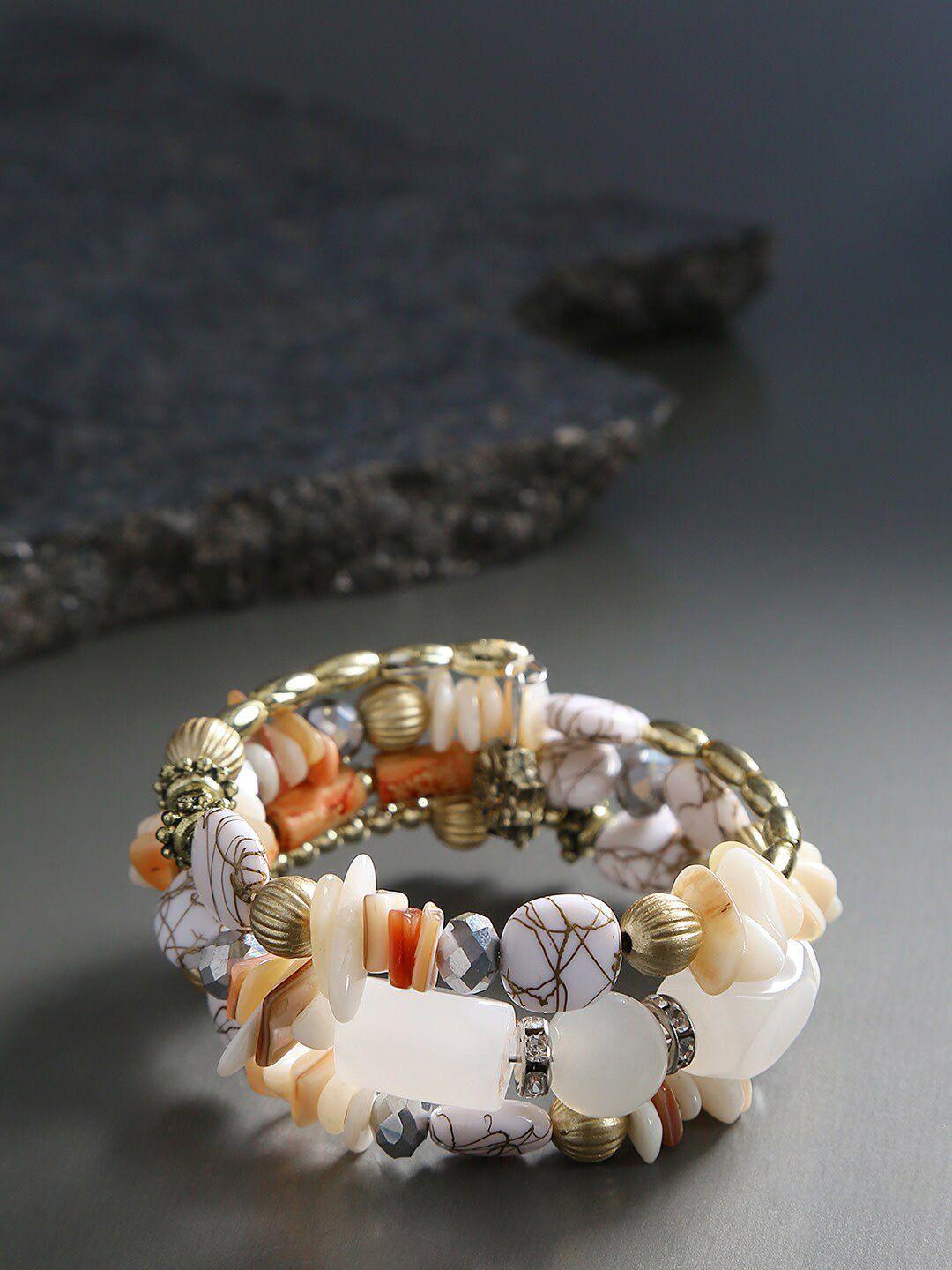 jewels galaxy women gold-plated beaded wraparound bracelet