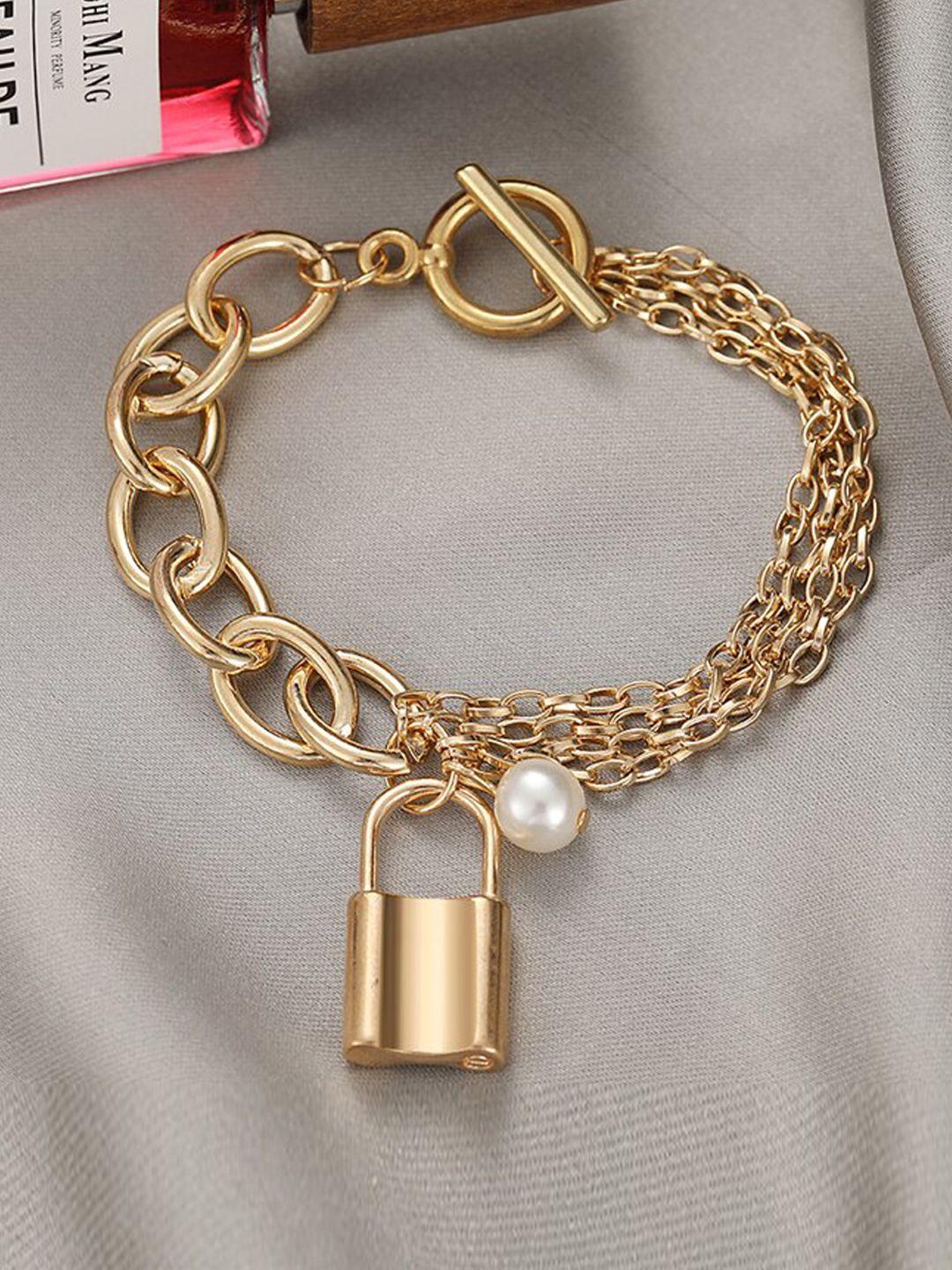 jewels galaxy women gold-plated link bracelet
