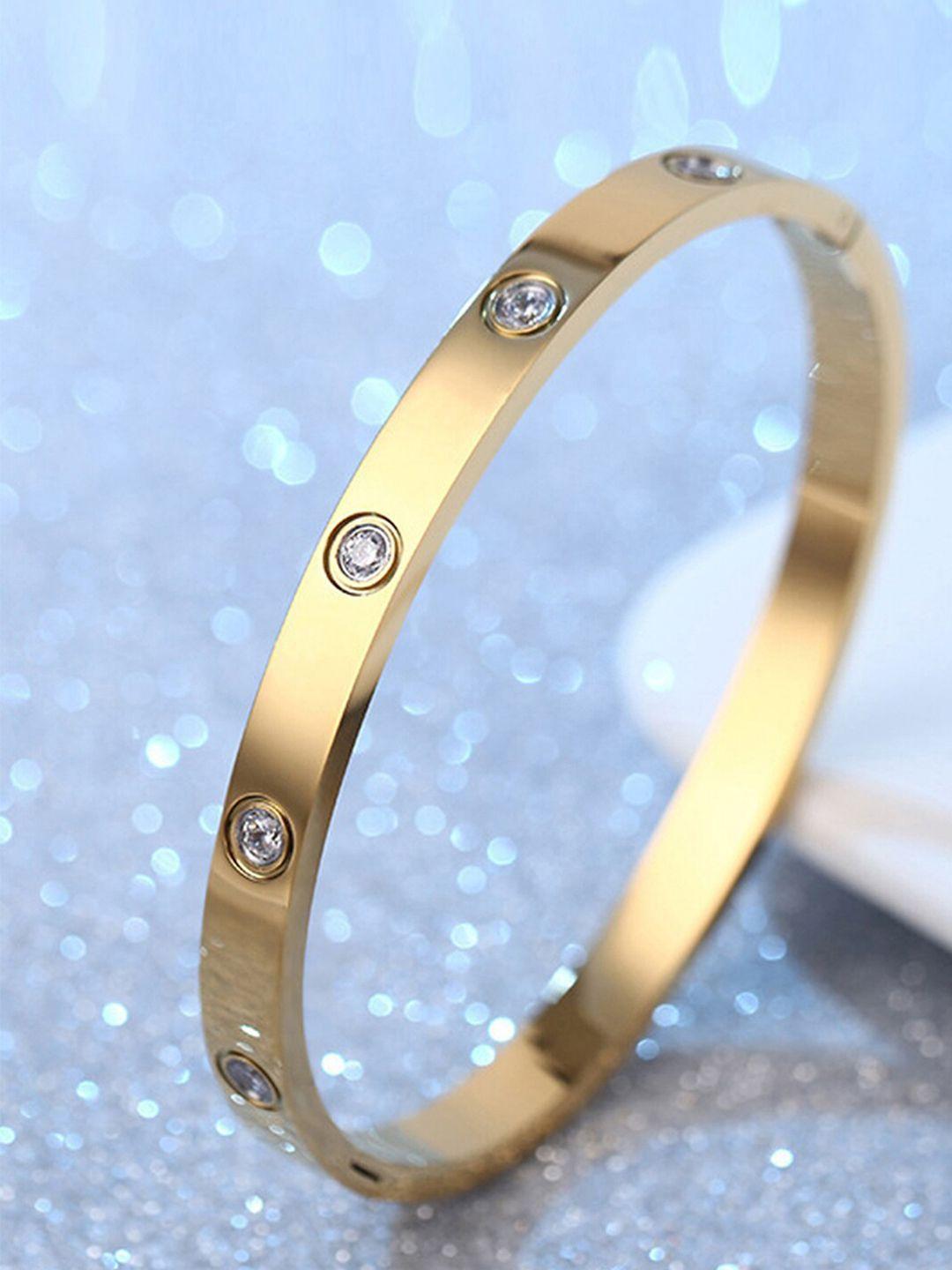 jewels galaxy women gold-toned american diamond gold-plated kada bracelet