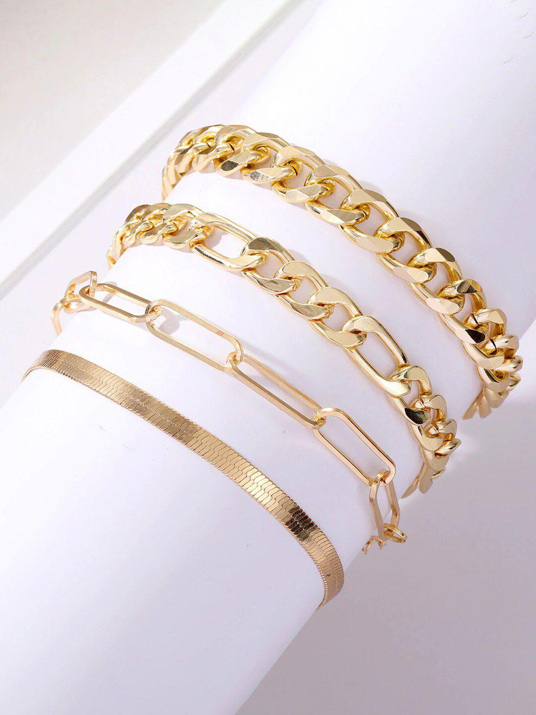 jewels galaxy women pack of 4 gold-plated charm bracelet