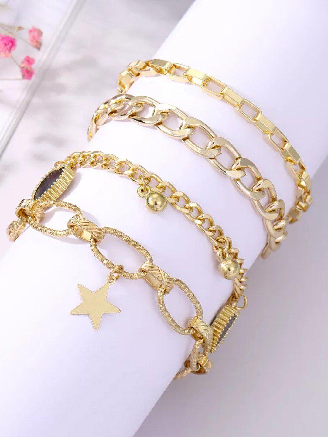 jewels galaxy women pack of 4 gold-plated charm bracelet