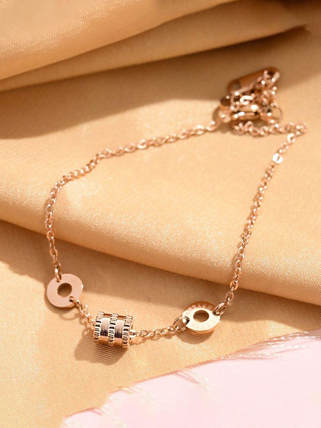 jewels galaxy women rose gold rose gold-plated link bracelet