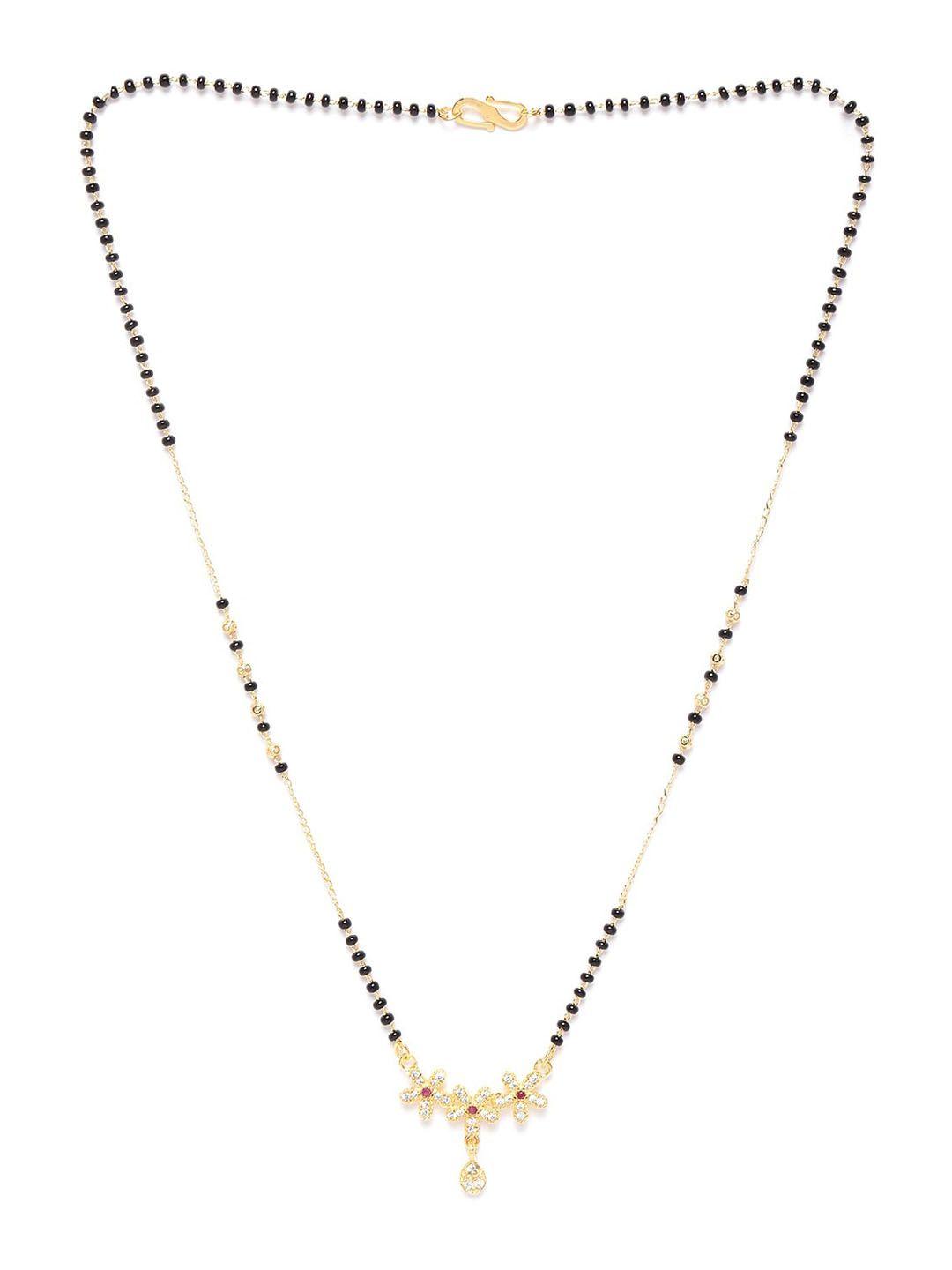 jewels gehna gold-plated ad-studded & beaded mangalsutra