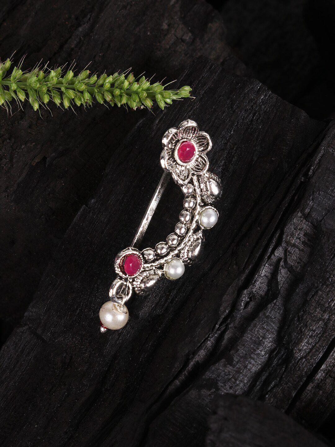 jewels gehna oxidised sliver-plated & cz studded maharashtrian nath