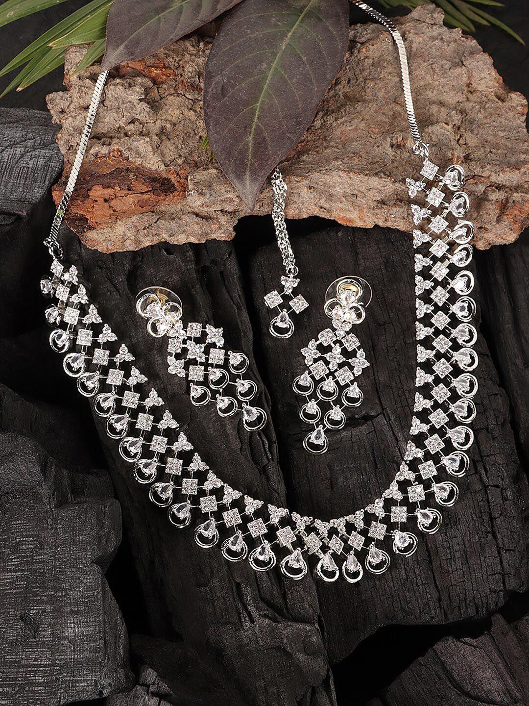jewels gehna silver-plated  white stone-studded jewellery set