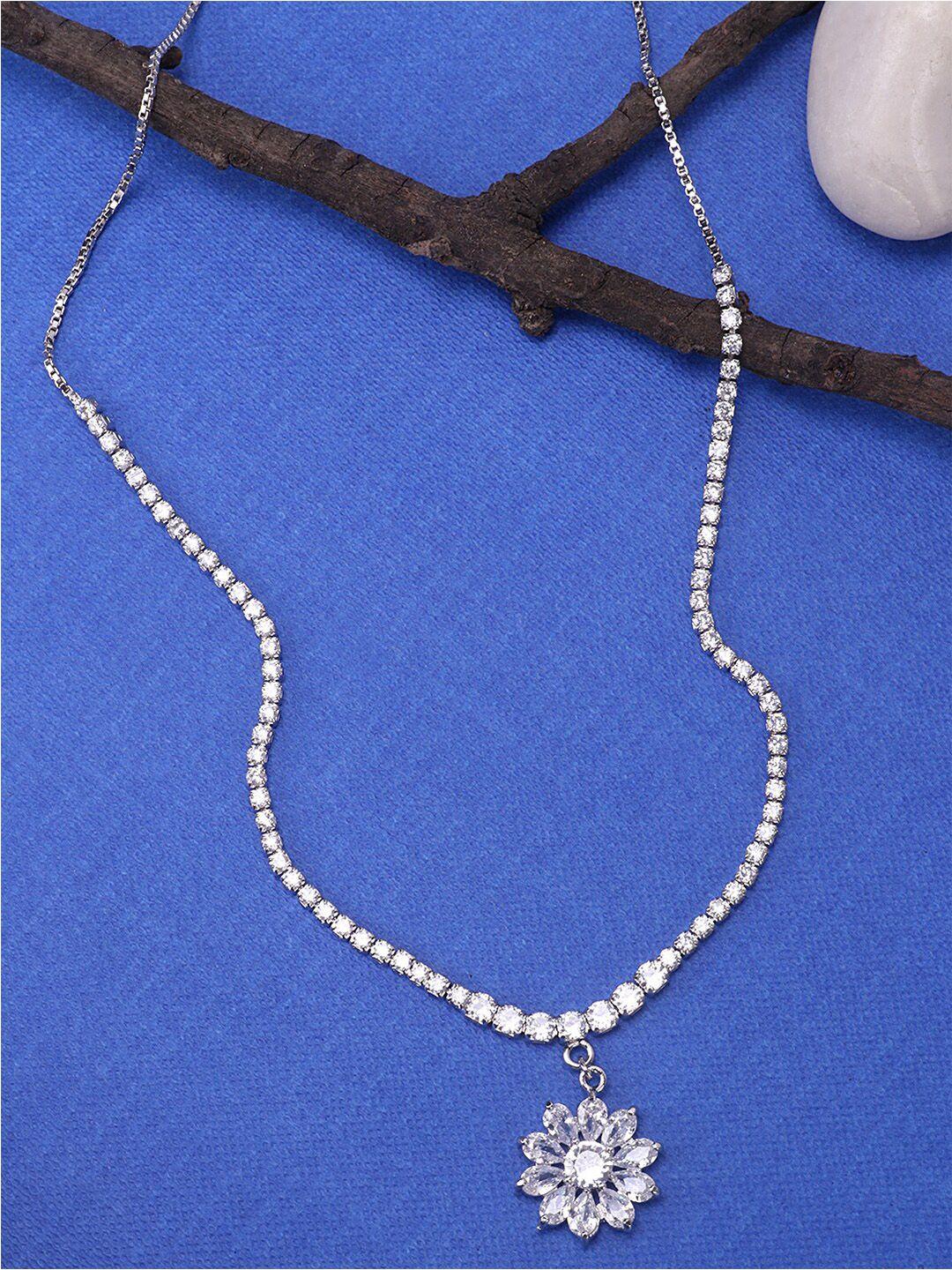 jewels gehna woman silver-toned & white silver-plated handcrafted necklace