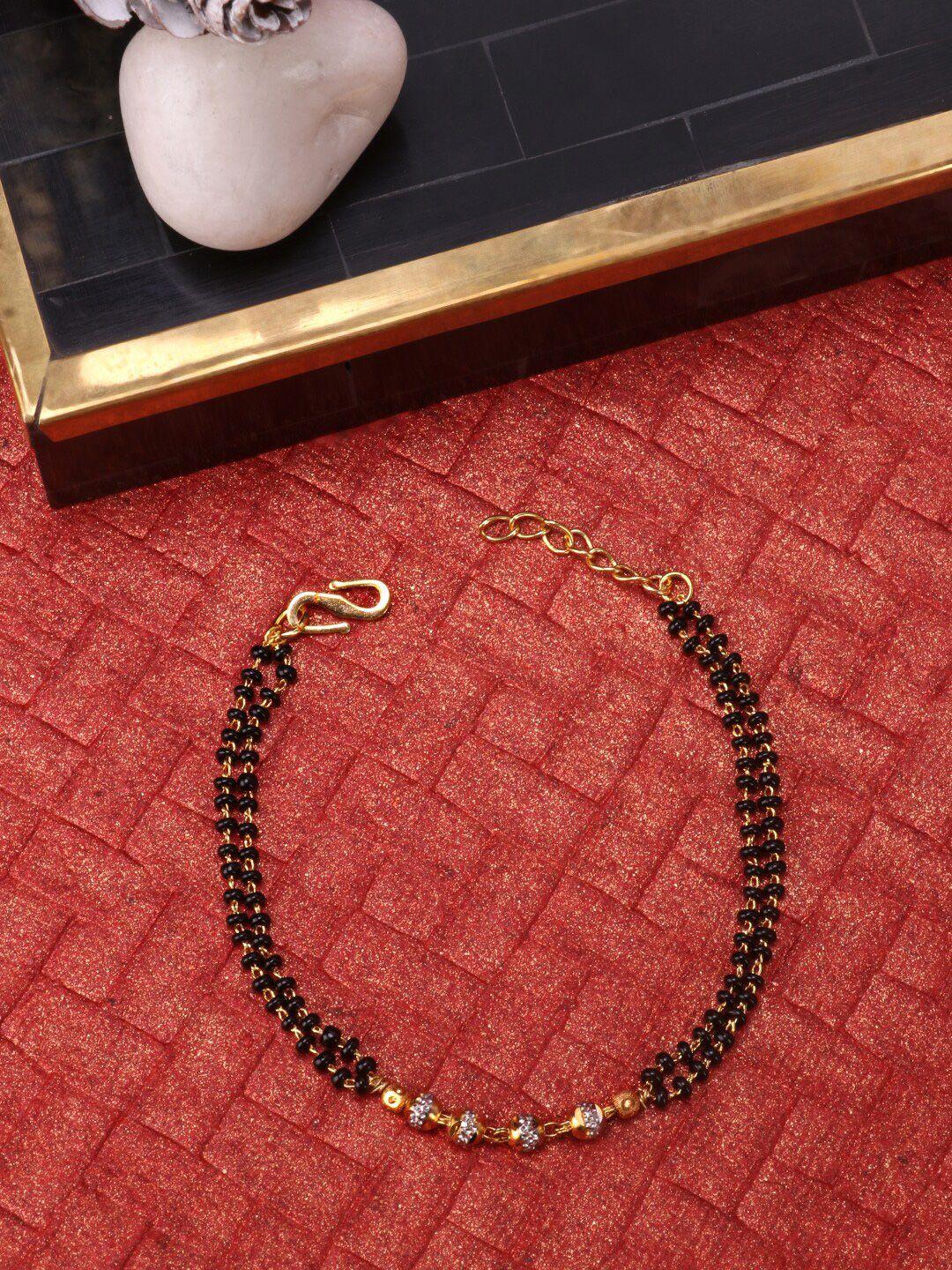 jewels gehna women gold-toned & black handcrafted mangalsutra charm bracelet