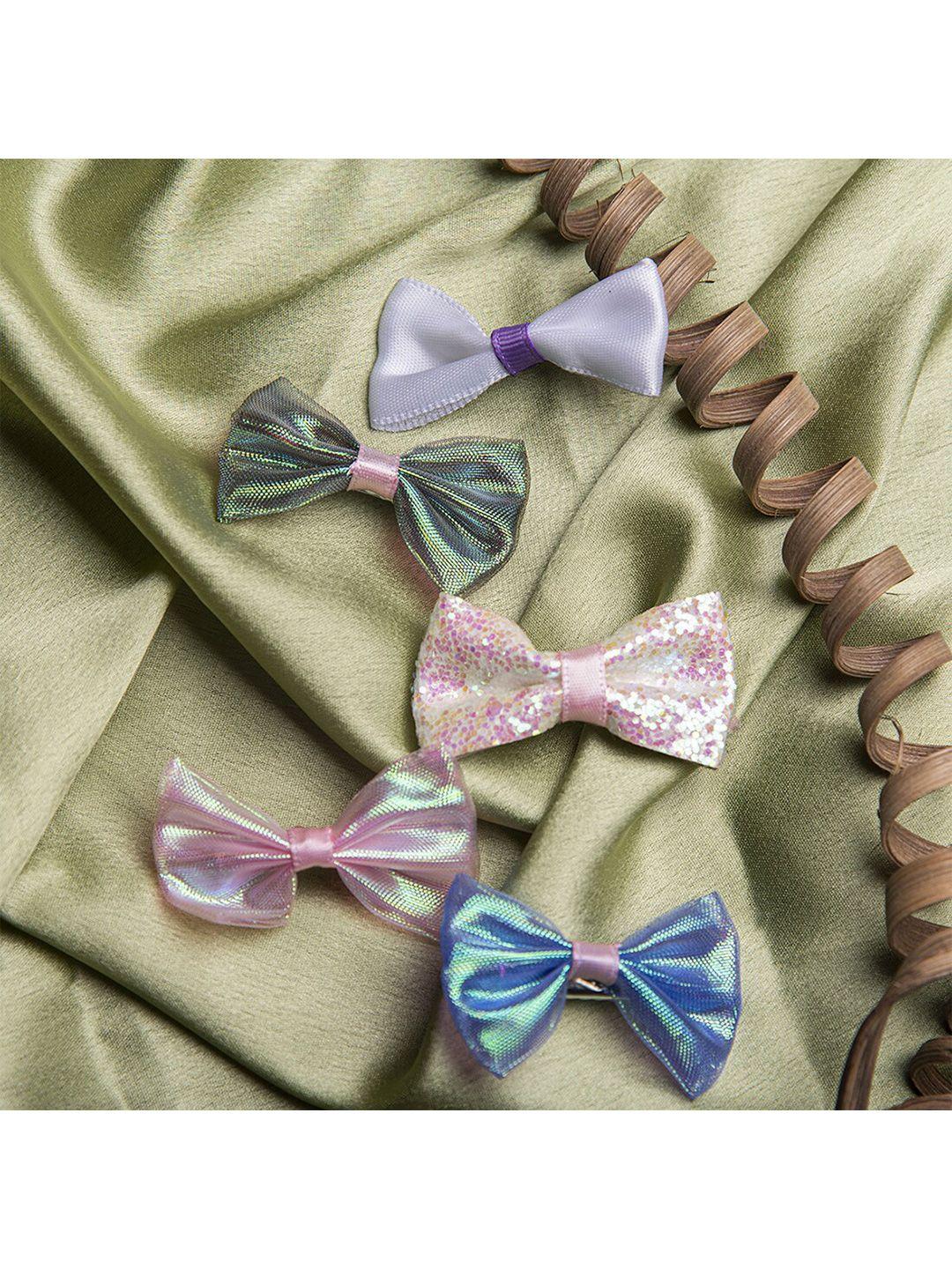jewelz girls multicolored set of 5 embellished alligator bow hair clip