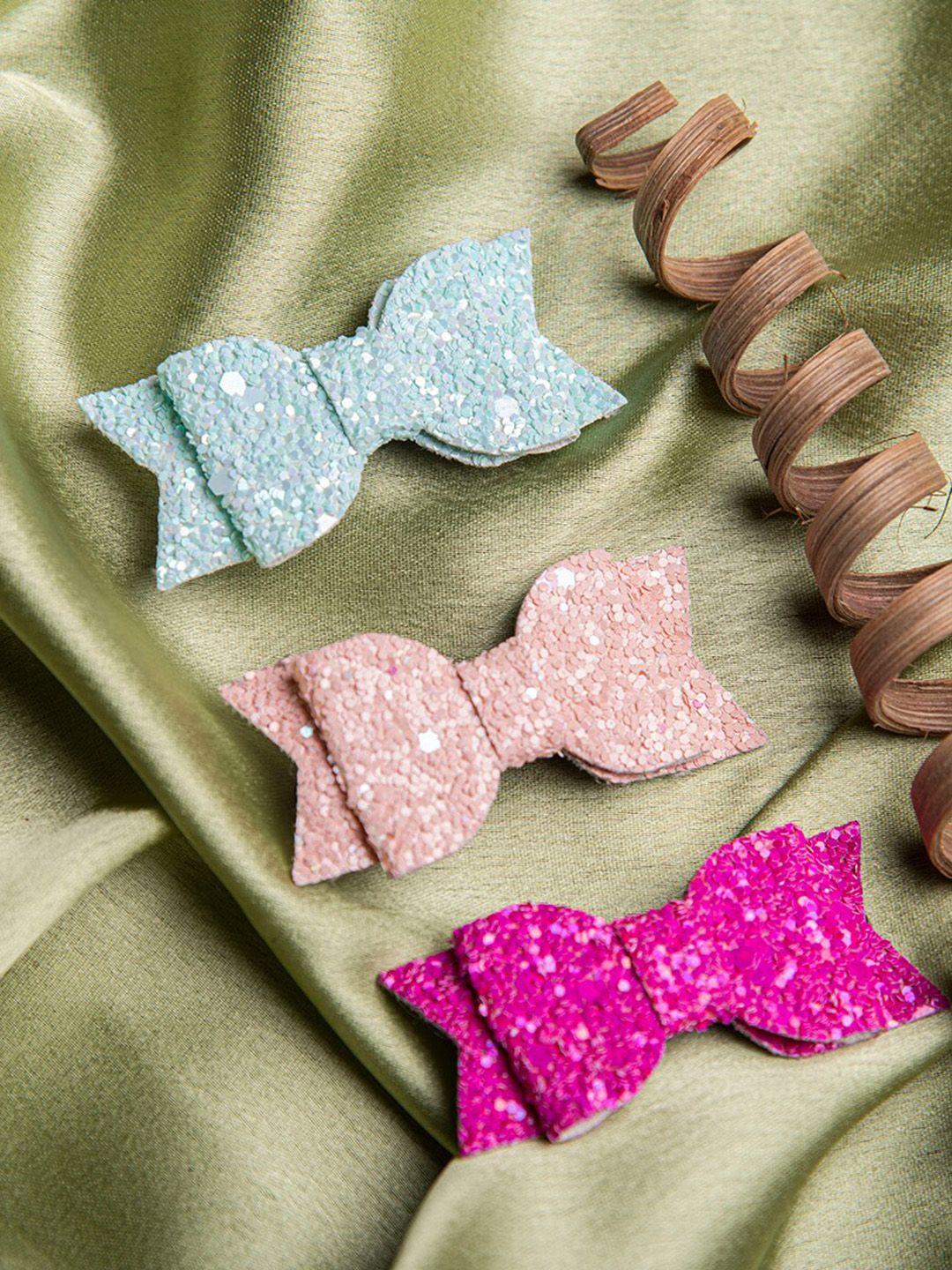 jewelz girls pink & blue set of 3 embellished alligator hair clip
