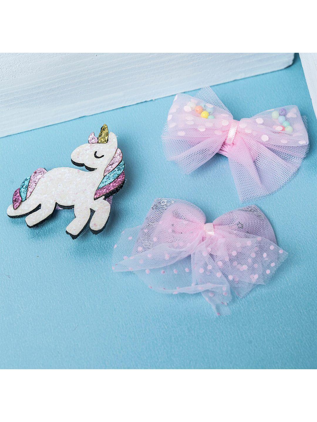jewelz girls pink & white unicorn design alligator hair clips