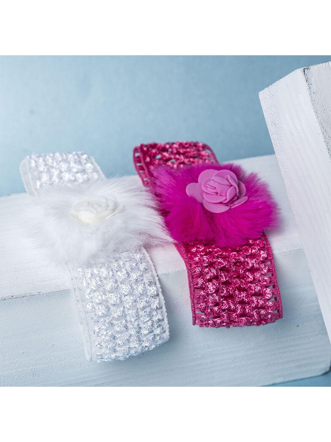 jewelz girls magenta & white set of 2 embellished hairband