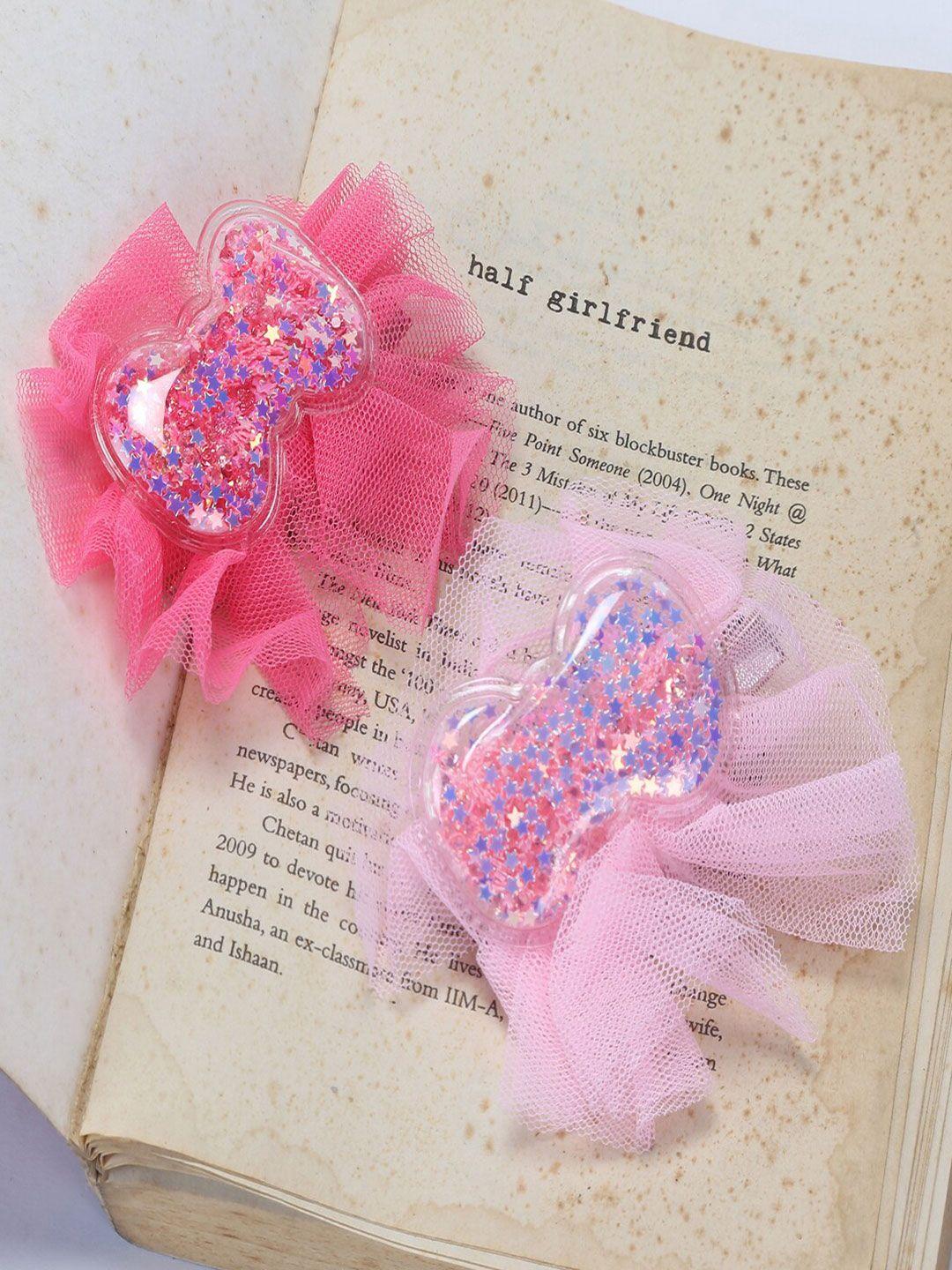 jewelz girls pink & blue set of 2 alligator hair clip