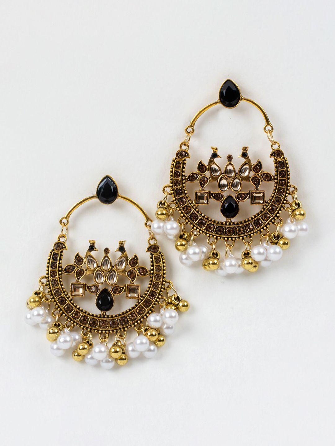 jewelz gold-plated contemporary chandbali earrings