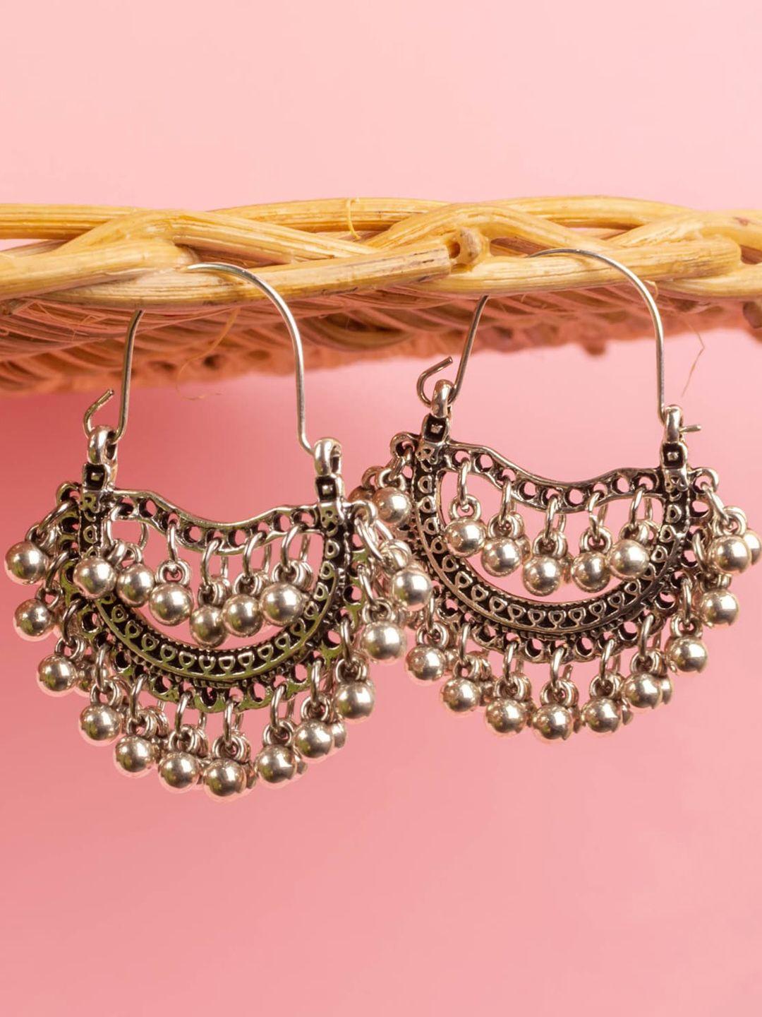 jewelz silver-plated contemporary chandbalis earrings