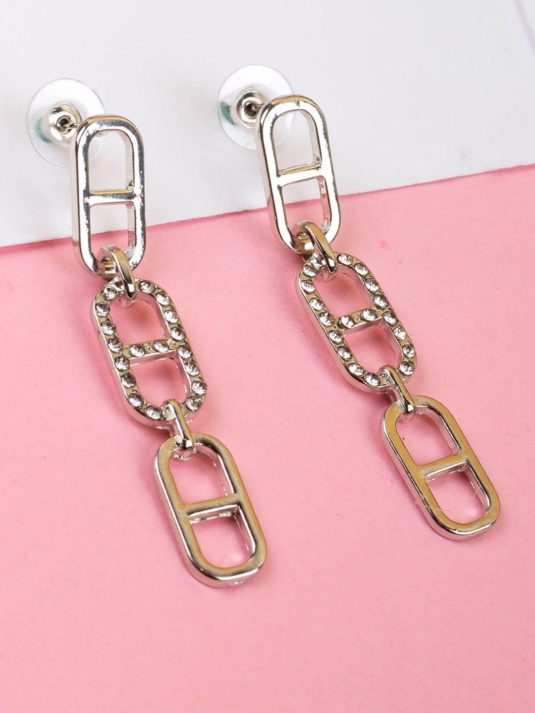 jewelz silver-plated contemporary drop earrings