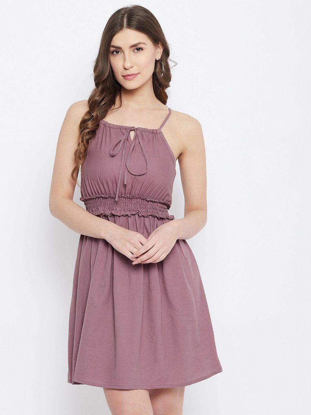 jhankhi mauve shoulder strap fit and flare dress