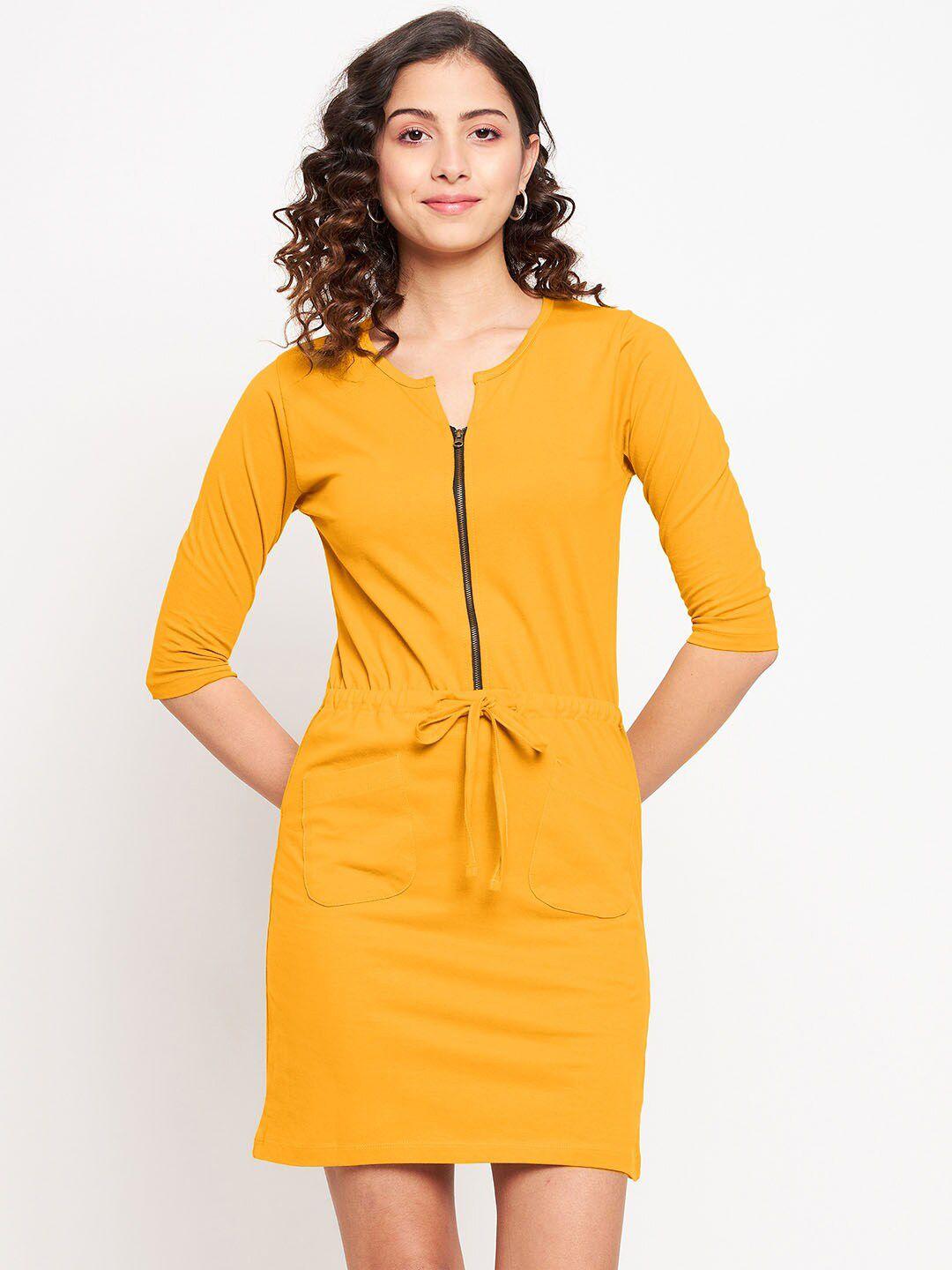 jhankhi women mustard yellow sheath dress