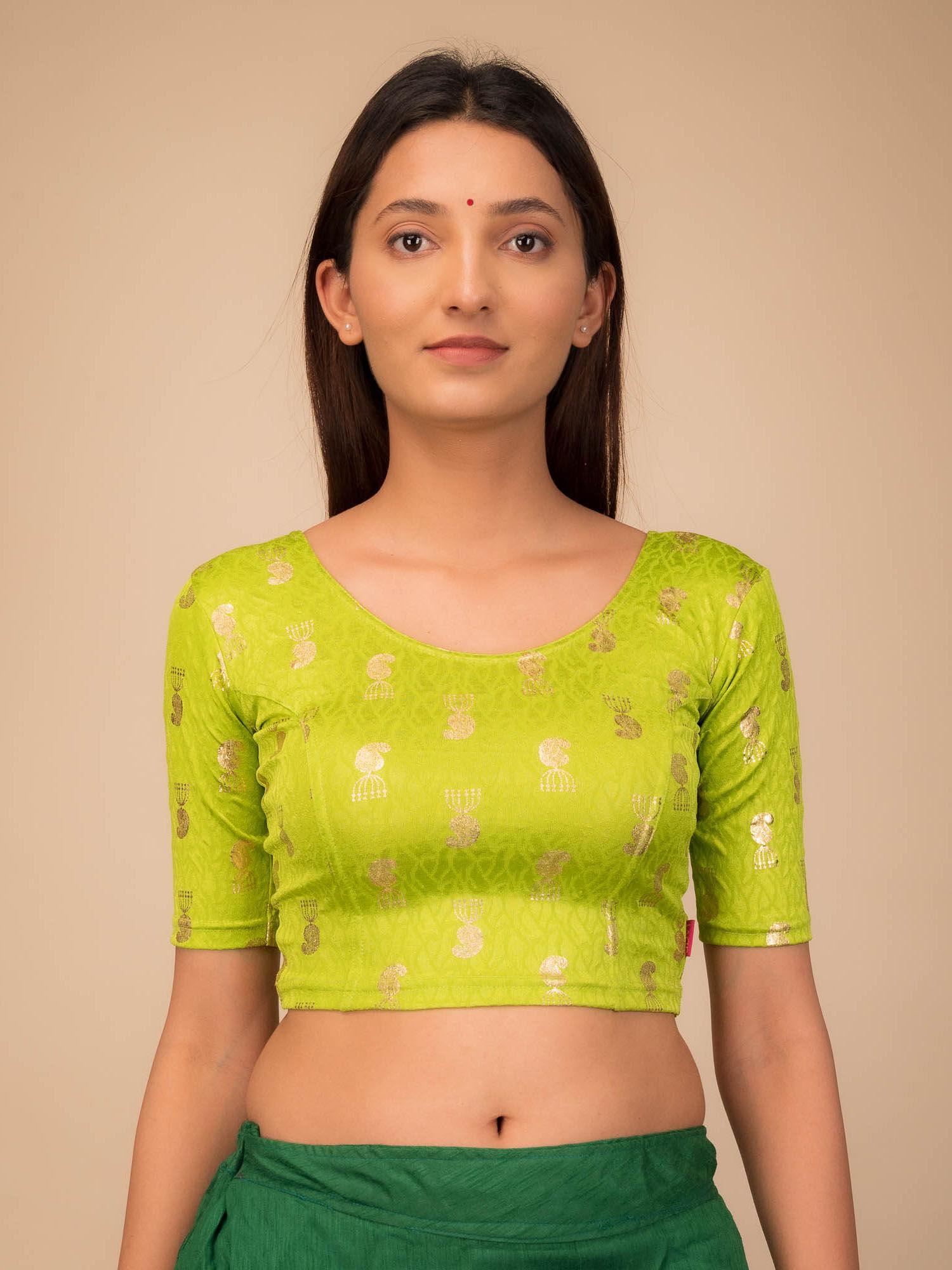 jhumka gold foil stretchable slip on blouse