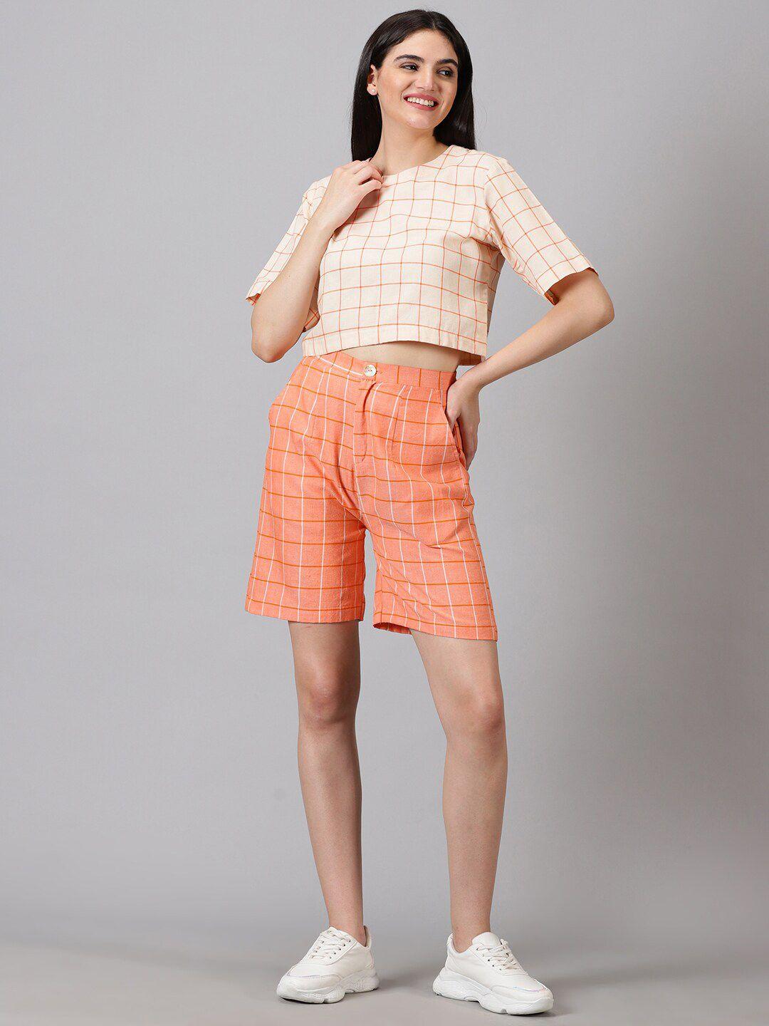 jilmil checked crop top & shorts co-ord