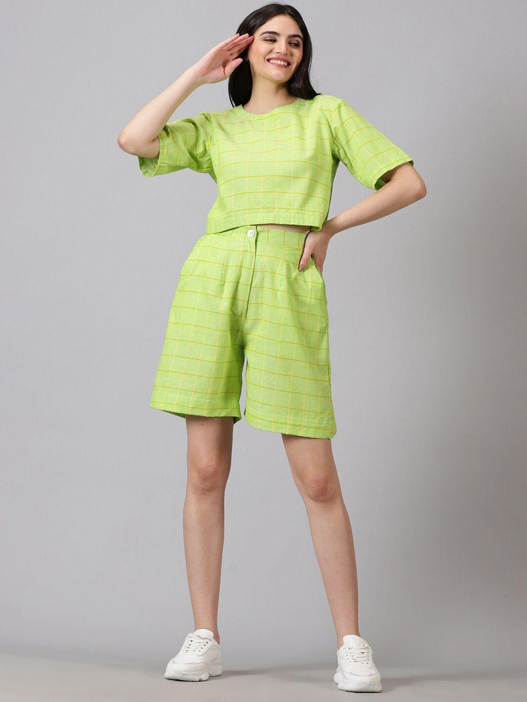 jilmil checked pure cotton top & shorts co-ords