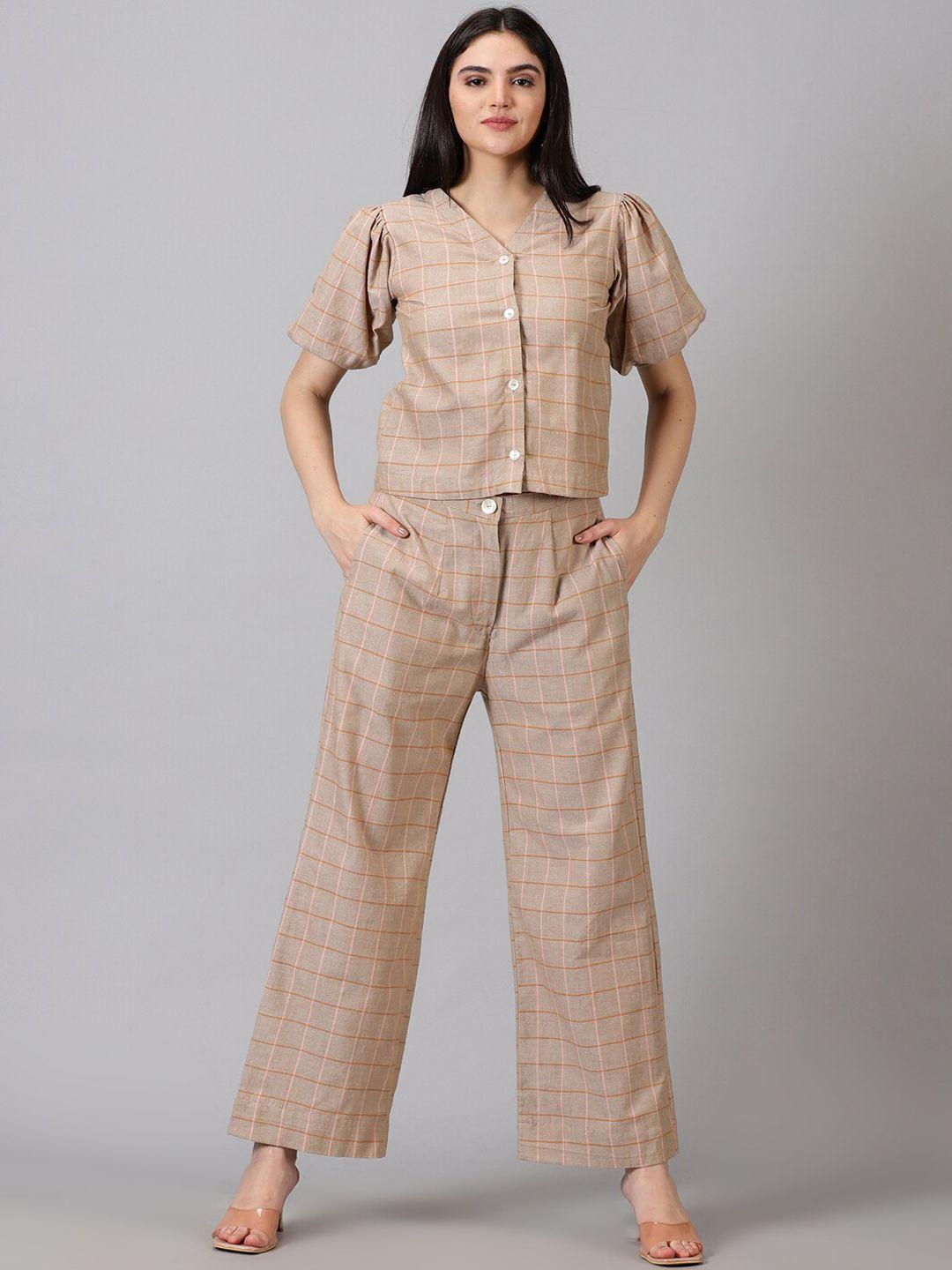 jilmil checked pure cotton top & trouser co ords