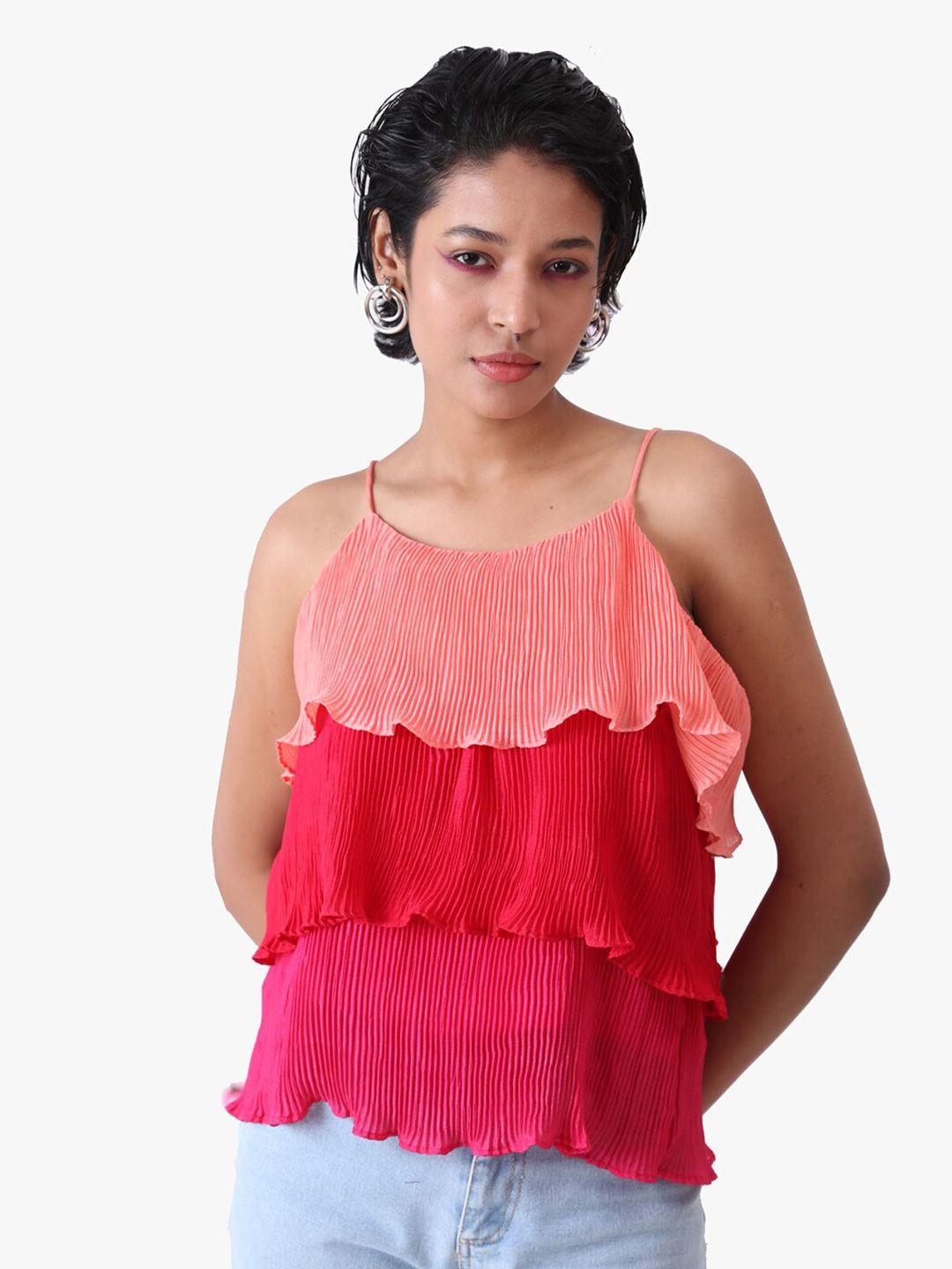 jilmil colourblock ruffled cotton tiered slip on top