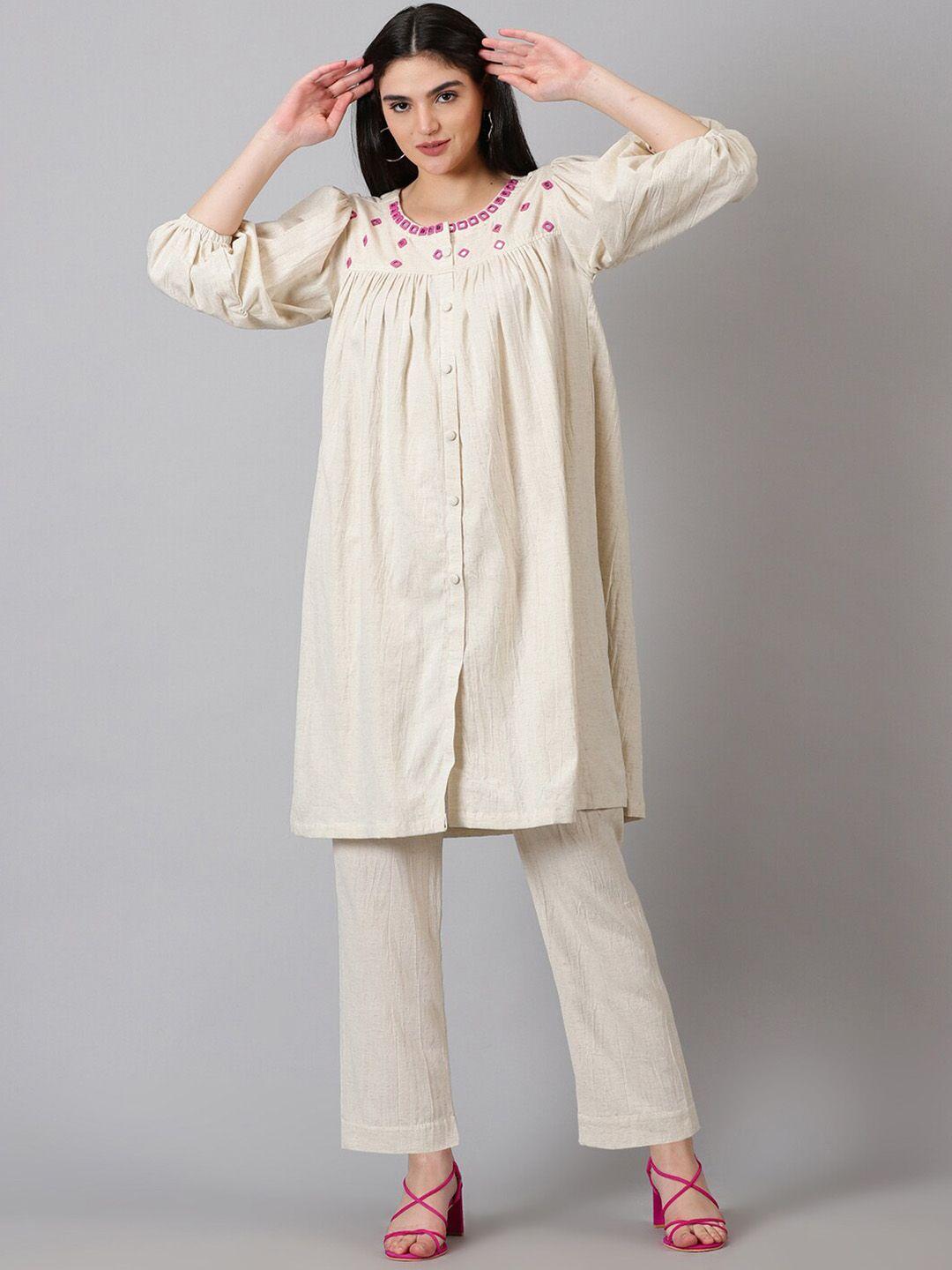 jilmil embellished pure cotton tunic & trouser co-ords