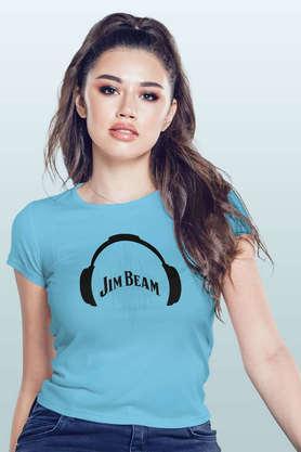jim beam solid sound round neck womens t-shirt - sky blue