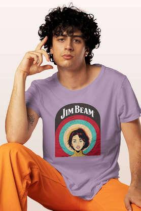 jim beam character black round neck mens t-shirt - lavender