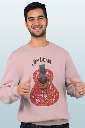 jim beam guitar black round neck mens sweatshirt - baby pink