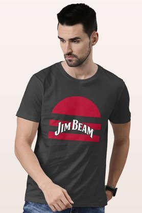 jim beam red stripes round neck mens t-shirt - steel