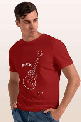 jim beam rock on round neck mens t-shirt - red