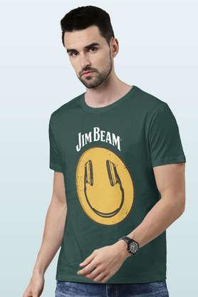 jim beam smiley black round neck mens t-shirt - bottle green