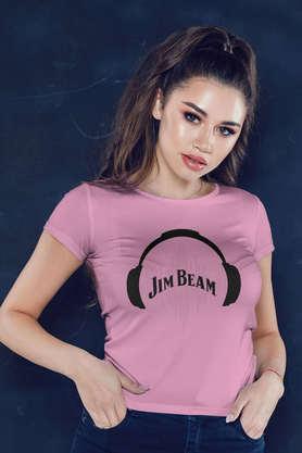 jim beam solid sound round neck womens t-shirt - baby pink