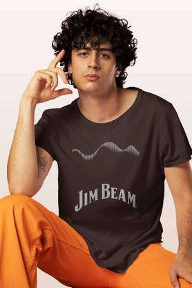 jim beam sound waves round neck mens t-shirt - brown