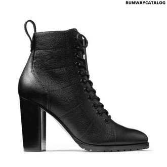 jimmy choo black grainy leather lace-up combat boots