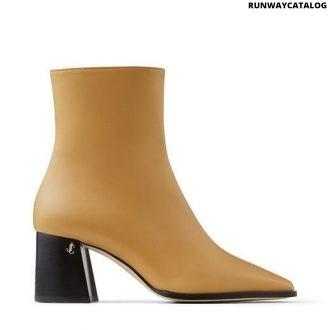 jimmy choo calf leather block heel ankle boots with jc emblem