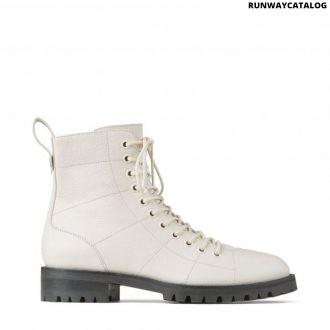 jimmy choo latte grained leather lace-up boots