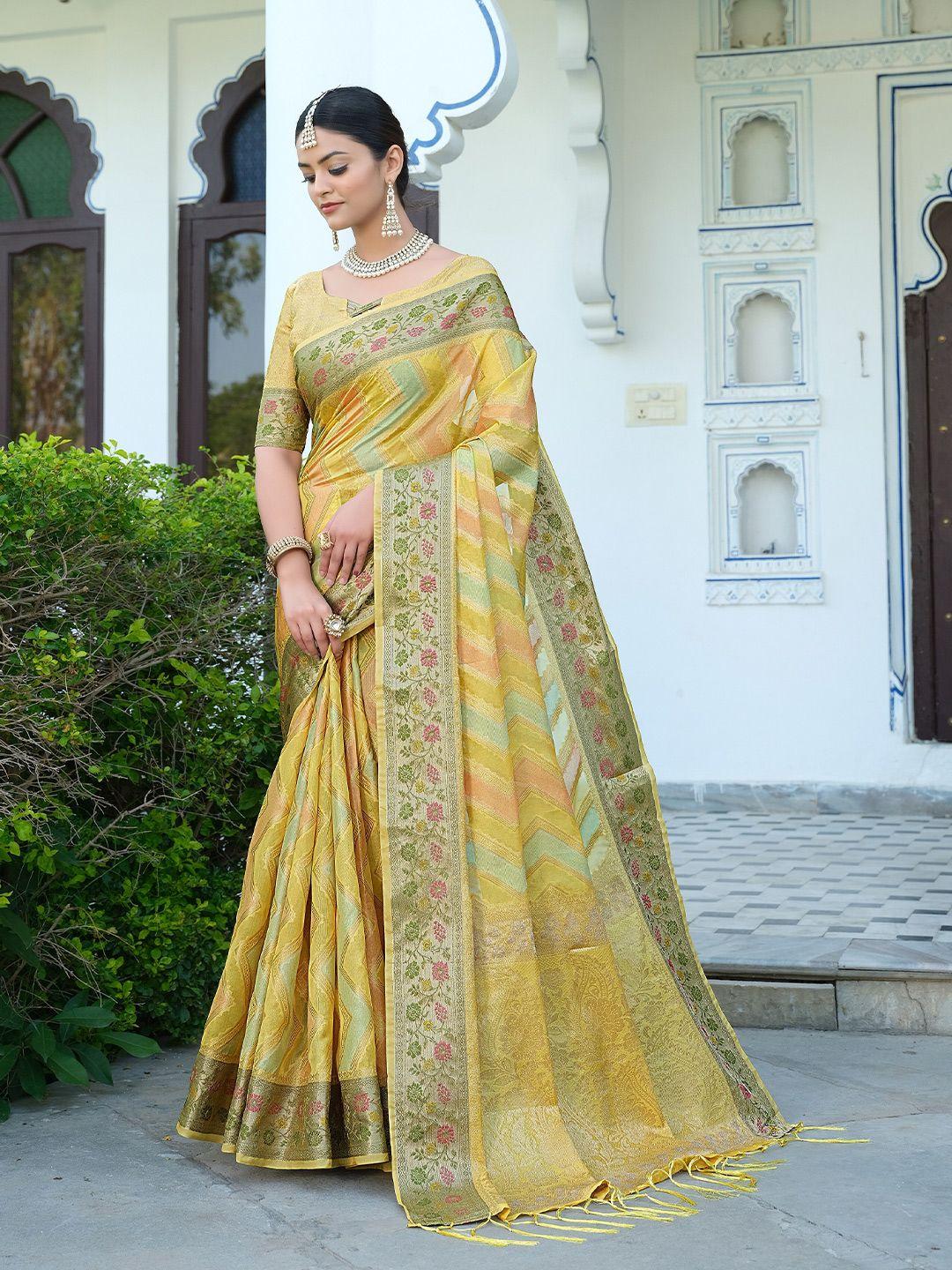 jinal & jinal woven design zari organza saree