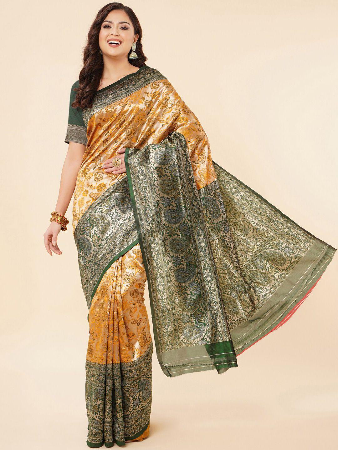 jinax floral woven design pure silk banarasi saree