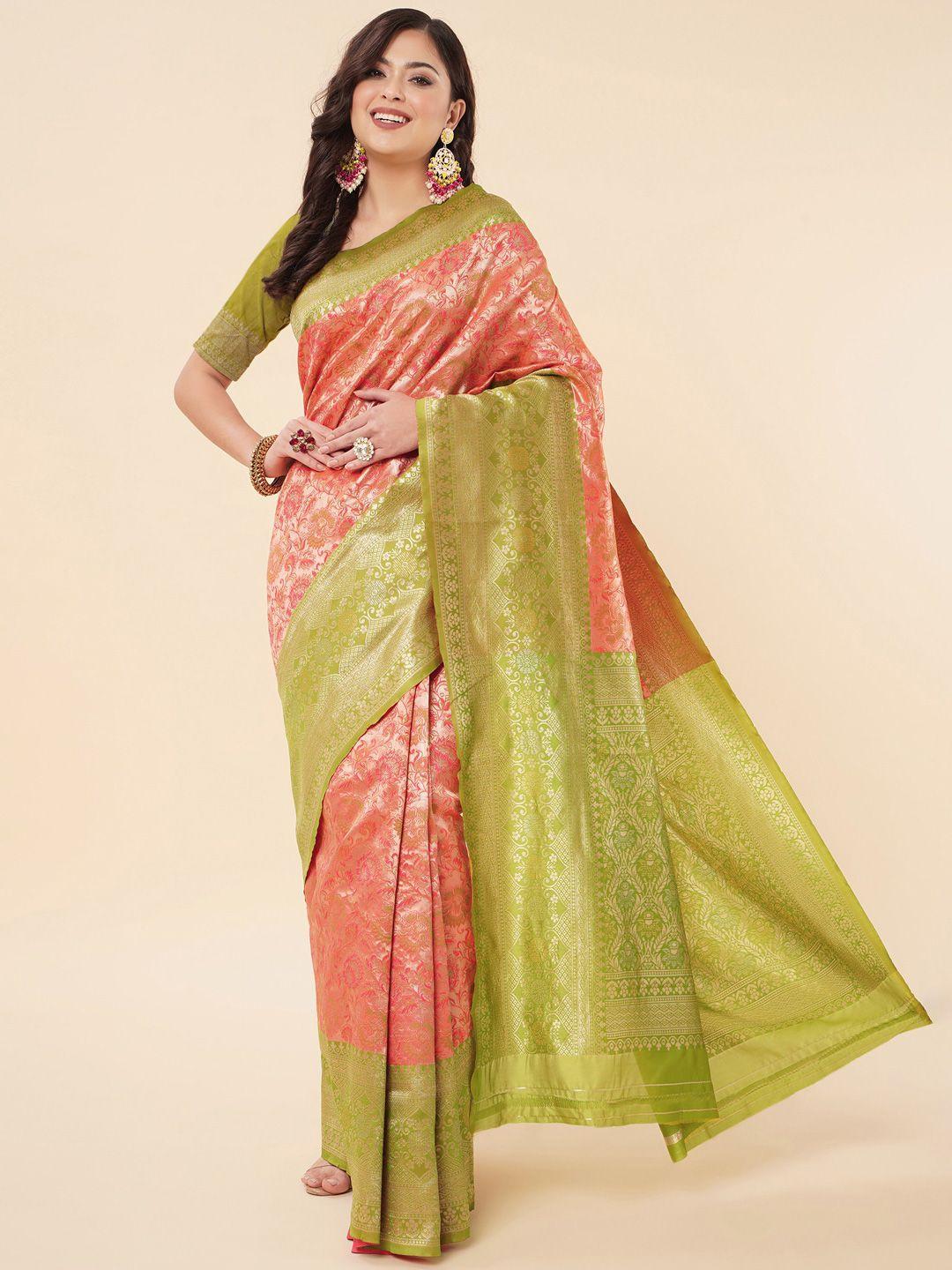 jinax floral woven design zari pure silk banarasi saree